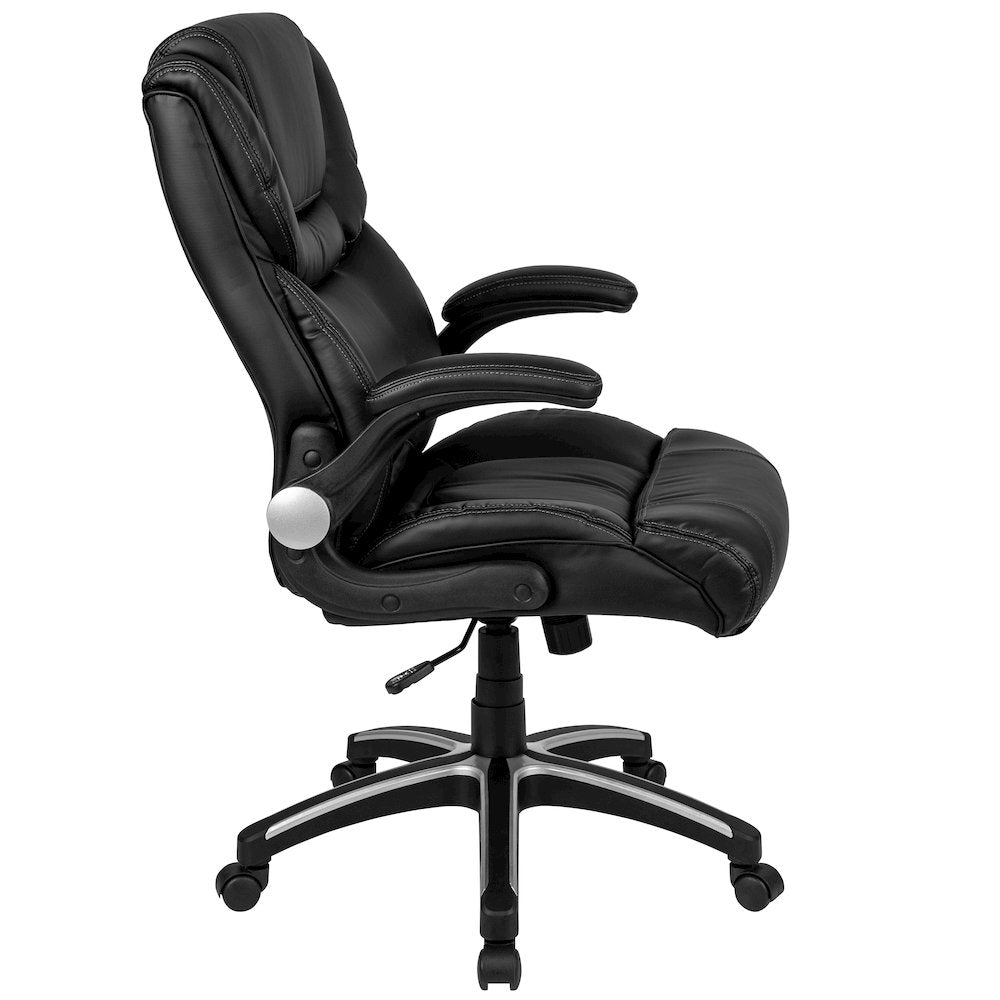 High Back Black Executive Swivel Office Chair with Double Layered Headrest