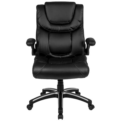 High Back Black Executive Swivel Office Chair with Double Layered Headrest