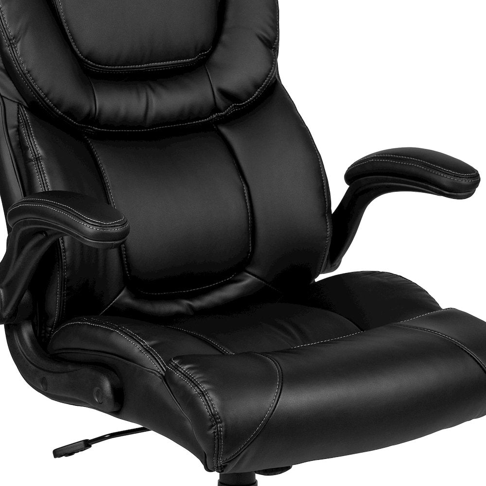 High Back Black Executive Swivel Office Chair with Double Layered Headrest