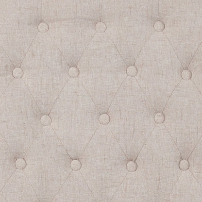 Beige Fabric Parsons Chair with Rolled Back, Accent Nail Trim and Walnut Finish