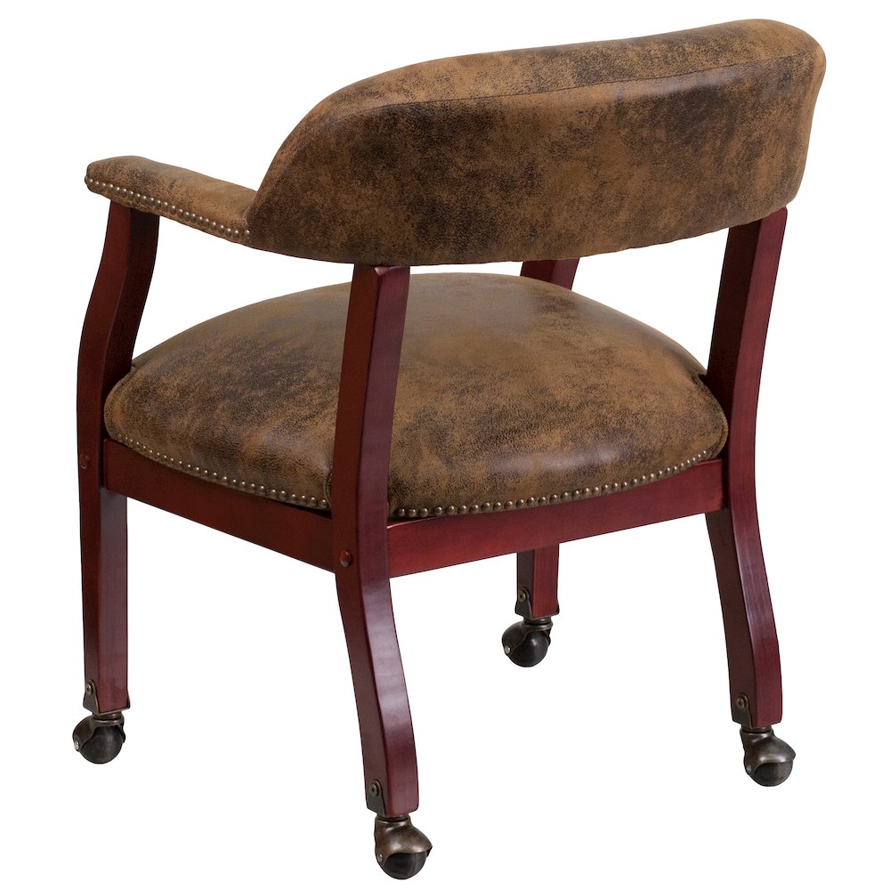 Bomber Jacket Brown Luxurious Conference Chair with Accent Nail Trim and Casters