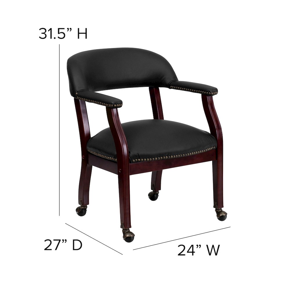 Black LeatherSoft Conference Chair with Accent Nail Trim and Casters