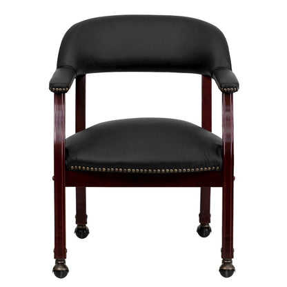 Black LeatherSoft Conference Chair with Accent Nail Trim and Casters