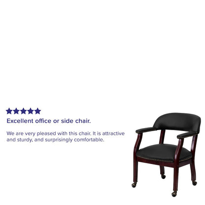 Black LeatherSoft Conference Chair with Accent Nail Trim and Casters