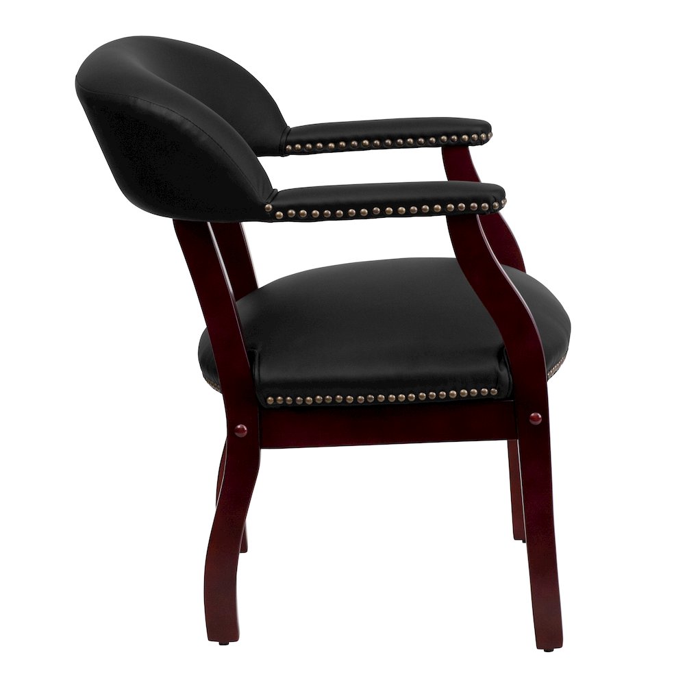 Black LeatherSoft Conference Chair with Accent Nail Trim