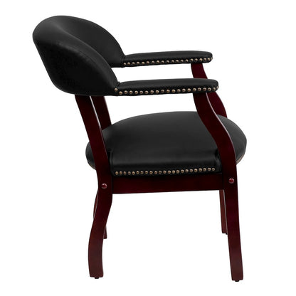 Black LeatherSoft Conference Chair with Accent Nail Trim