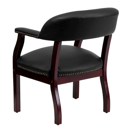Black LeatherSoft Conference Chair with Accent Nail Trim