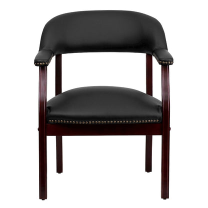 Black LeatherSoft Conference Chair with Accent Nail Trim
