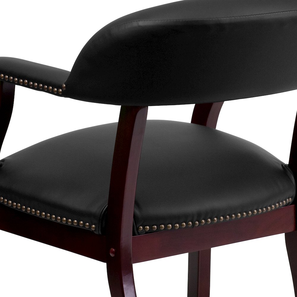 Black LeatherSoft Conference Chair with Accent Nail Trim