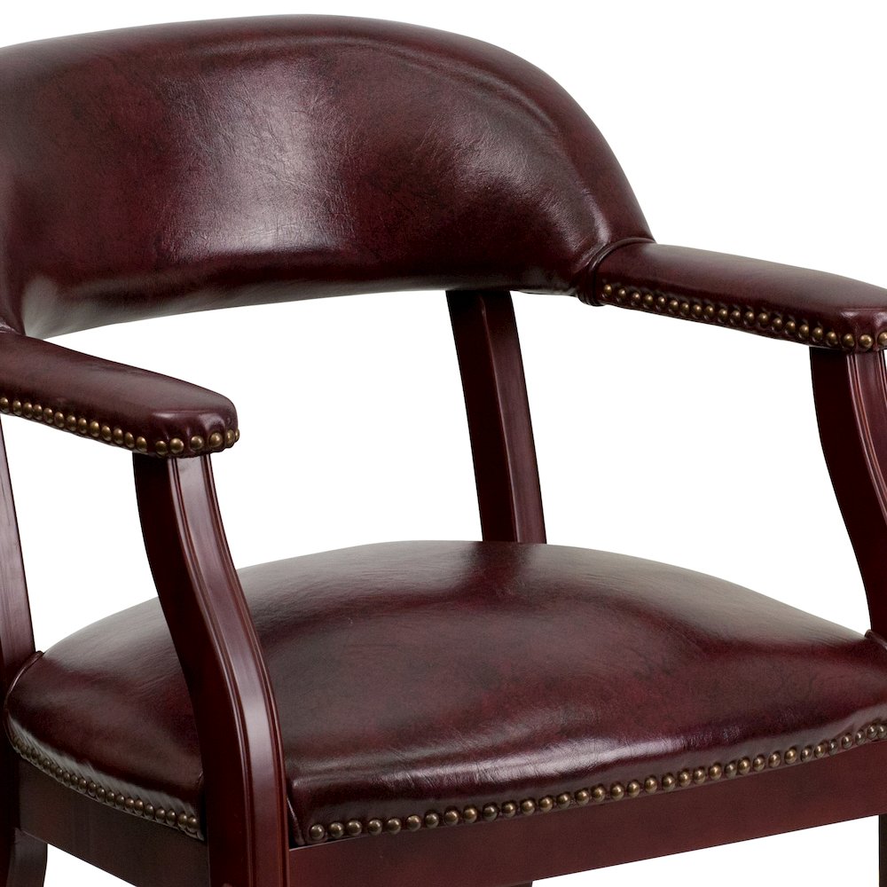 Oxblood Vinyl Luxurious Conference Chair with Accent Nail Trim
