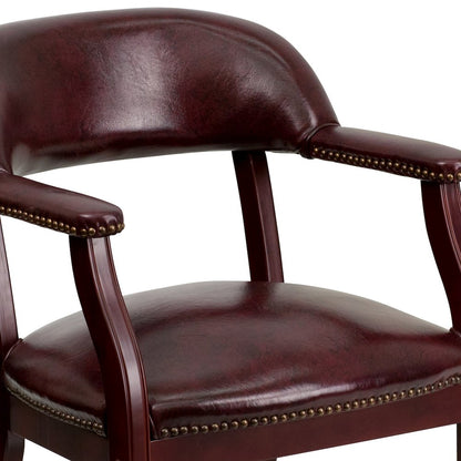 Oxblood Vinyl Luxurious Conference Chair with Accent Nail Trim