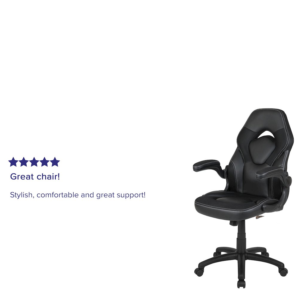 X10 Gaming Chair Racing Office Computer Swivel Chair, Black LeatherSoft