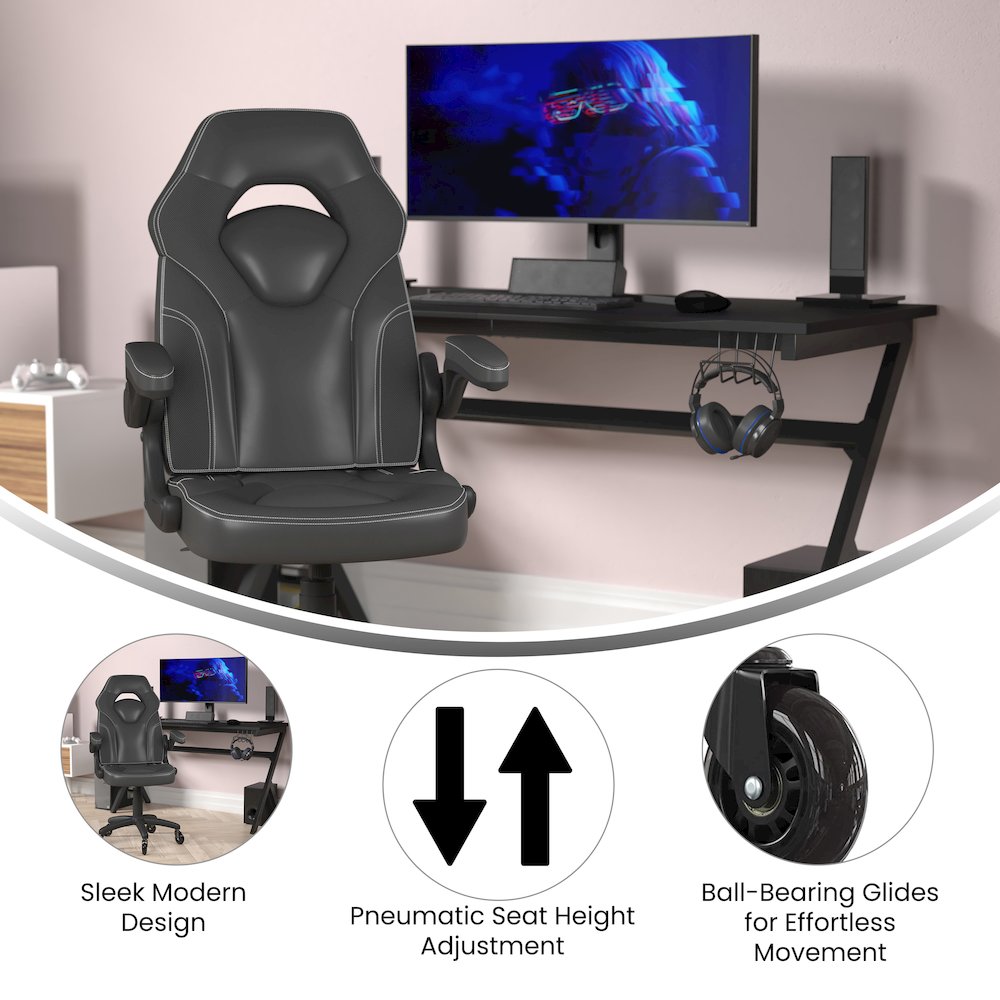 X10 Gaming Chair Racing Office Computer Chair, Black LeatherSoft