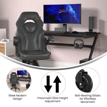 X10 Gaming Chair Racing Office Computer Chair, Black LeatherSoft