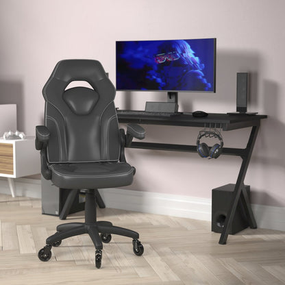 X10 Gaming Chair Racing Office Computer Chair, Black LeatherSoft