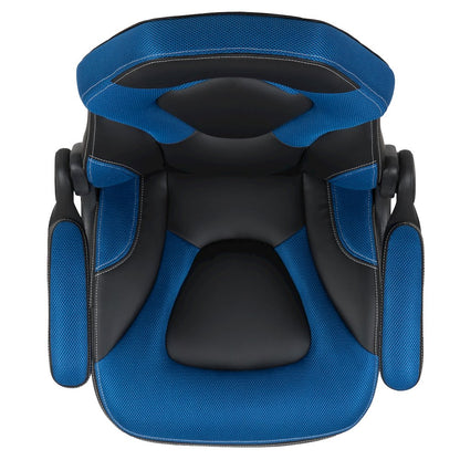 Gaming Chair Racing Office Ergonomic Computer PC Adjustable Swivel Chair with Flip-up Arms, Blue/Black LeatherSoft