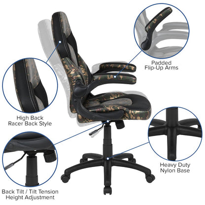 X10 Gaming Chair Racing Office Computer Swivel Chair, Camouflage/Black