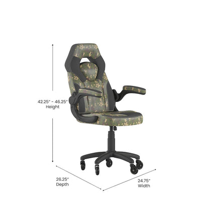 X10 Gaming Chair Racing Computer Chair, Camouflage/Black LeatherSoft