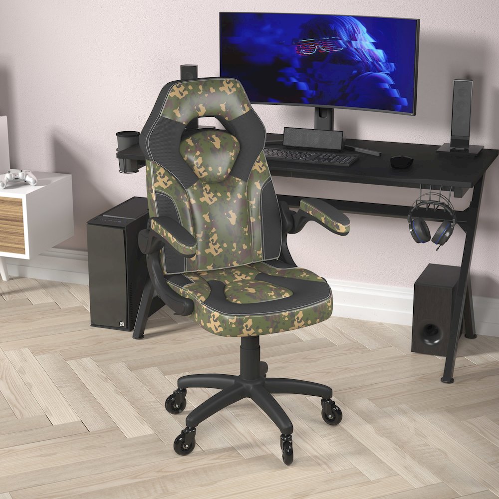 X10 Gaming Chair Racing Computer Chair, Camouflage/Black LeatherSoft