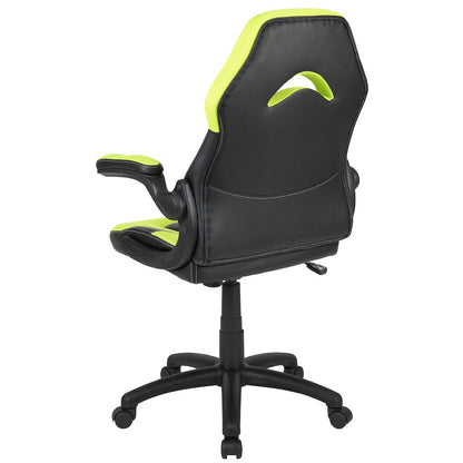 Gaming Chair Racing Office Ergonomic Computer PC Adjustable Swivel Chair with Flip-up Arms, Neon Green/Black LeatherSoft