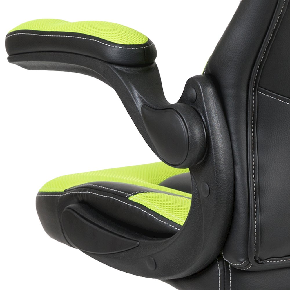 Gaming Chair Racing Office Ergonomic Computer PC Adjustable Swivel Chair with Flip-up Arms, Neon Green/Black LeatherSoft