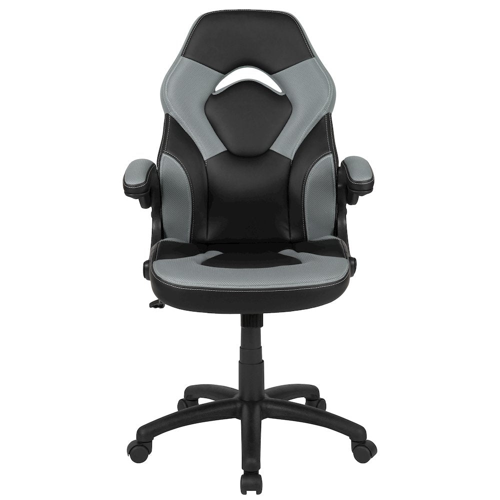 X10 Gaming Chair Racing Office Computer Swivel Chair, Gray/Black LeatherSoft