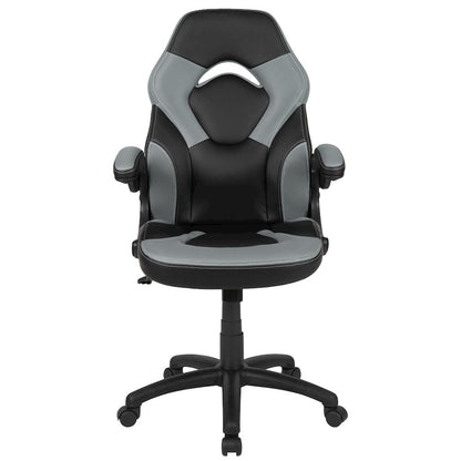 X10 Gaming Chair Racing Office Computer Swivel Chair, Gray/Black LeatherSoft