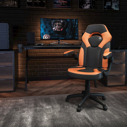 X10 Gaming Chair Racing Office Computer Swivel Chair, Orange/Black LeatherSoft