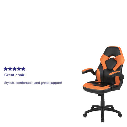 X10 Gaming Chair Racing Office Computer Swivel Chair, Orange/Black LeatherSoft