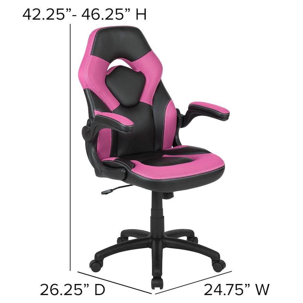 X10 Gaming Chair Racing Office Computer Swivel Chair, Pink/Black LeatherSoft
