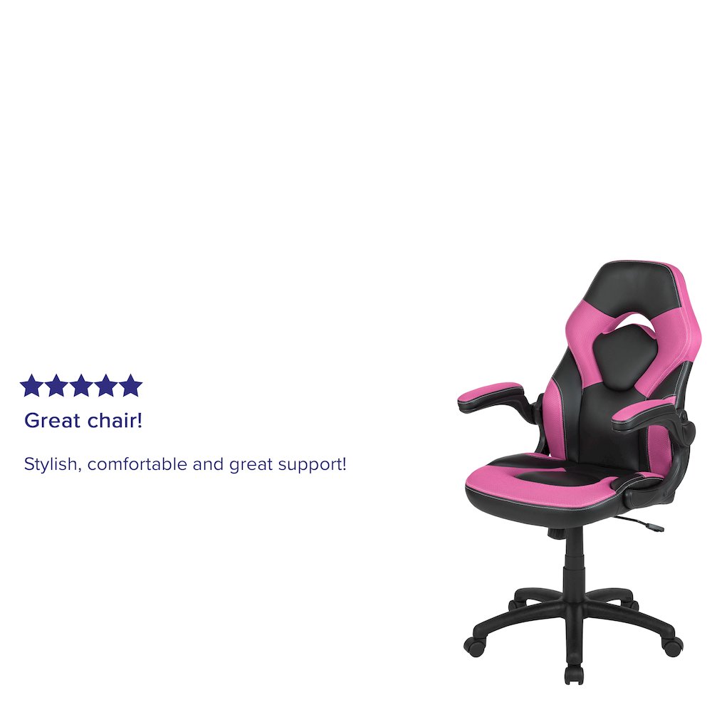 X10 Gaming Chair Racing Office Computer Swivel Chair, Pink/Black LeatherSoft