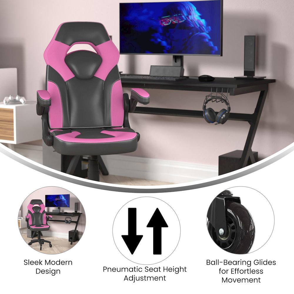 X10 Gaming Chair Racing Office Computer Chair, Pink/Black LeatherSoft