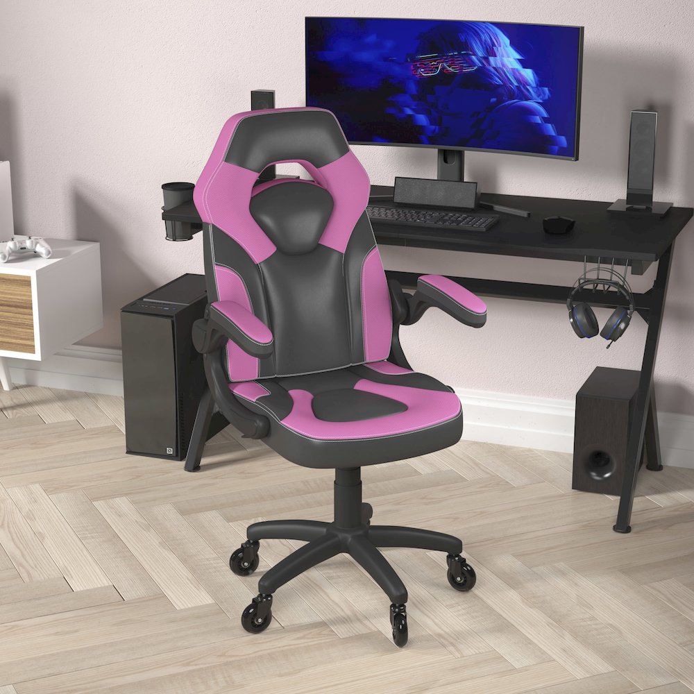 X10 Gaming Chair Racing Office Computer Chair, Pink/Black LeatherSoft