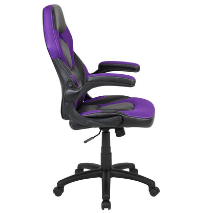 X10 Gaming Chair Racing Office Computer Swivel Chair, Purple/Black LeatherSoft