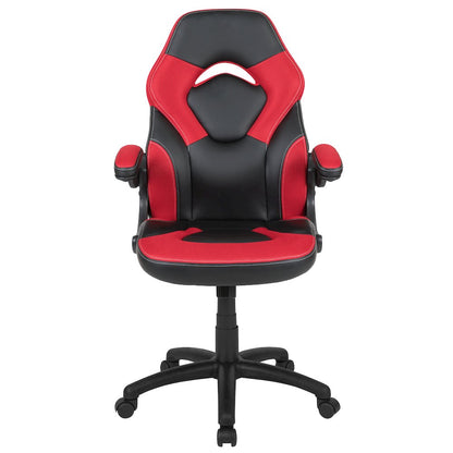 Gaming Chair Racing Office Ergonomic Computer PC Adjustable Swivel Chair with Flip-up Arms, Red/Black LeatherSoft