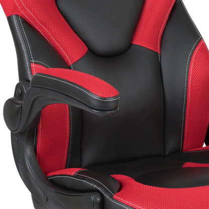 Gaming Chair Racing Office Ergonomic Computer PC Adjustable Swivel Chair with Flip-up Arms, Red/Black LeatherSoft