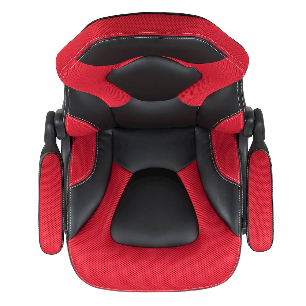Gaming Chair Racing Office Ergonomic Computer PC Adjustable Swivel Chair with Flip-up Arms, Red/Black LeatherSoft