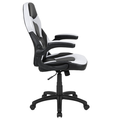 X10 Gaming Chair Racing Office Computer Swivel Chair, White/Black LeatherSoft