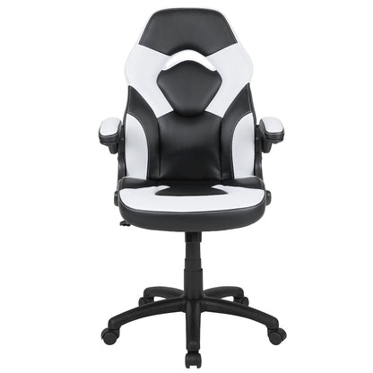 X10 Gaming Chair Racing Office Computer Swivel Chair, White/Black LeatherSoft