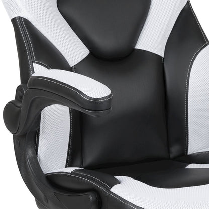 X10 Gaming Chair Racing Office Computer Swivel Chair, White/Black LeatherSoft