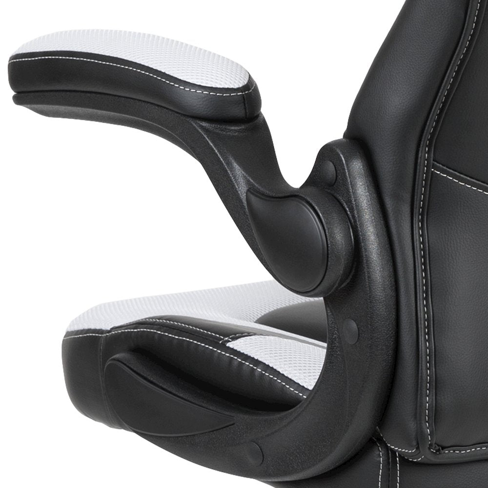X10 Gaming Chair Racing Office Computer Swivel Chair, White/Black LeatherSoft