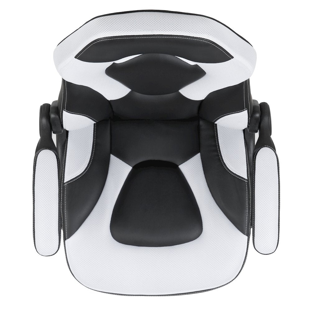 X10 Gaming Chair Racing Office Computer Swivel Chair, White/Black LeatherSoft