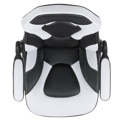 X10 Gaming Chair Racing Office Computer Swivel Chair, White/Black LeatherSoft