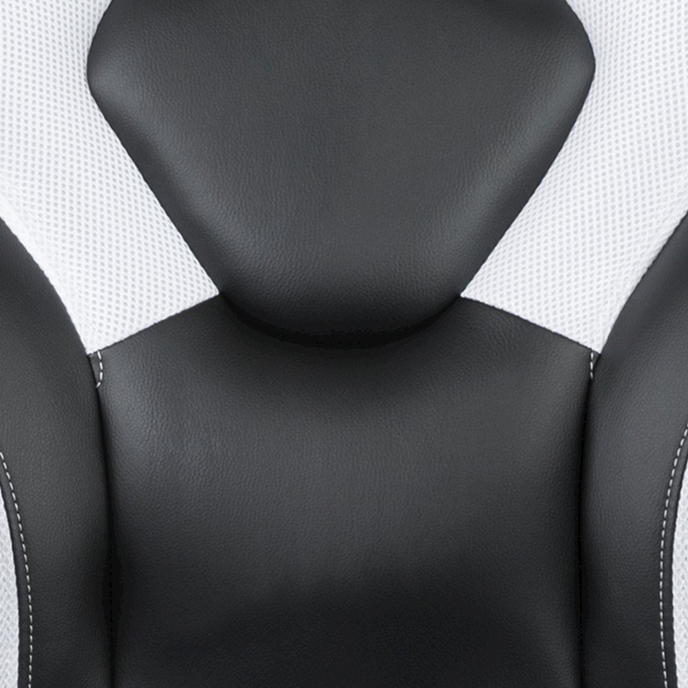 X10 Gaming Chair Racing Office Computer Swivel Chair, White/Black LeatherSoft