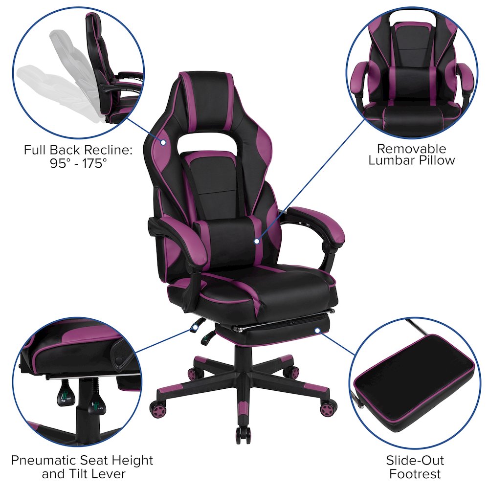X40 Gaming Chair Racing Computer Chair - Black/Purple