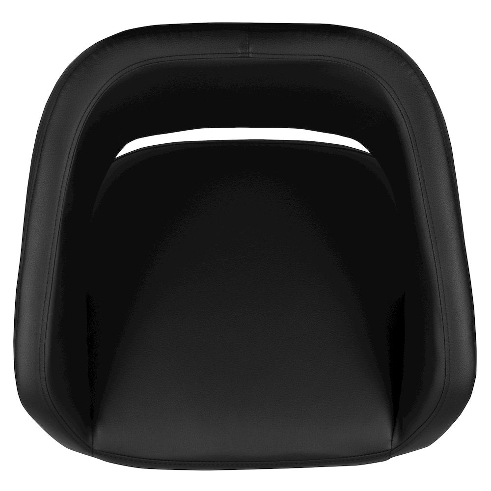 Black Vinyl Adjustable Height Barstool with Rounded Mid-Back and Gold Base