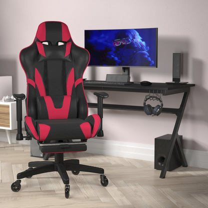 X30 Gaming Chair Racing Computer Chair with Back, Slide-Out Footrest, in Red