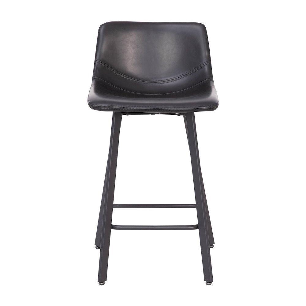 Armless 24 Inch Counter Height Stools with Footrests in Black, Set of 2