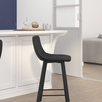 Armless 24 Inch Counter Height Stools with Footrests in Black, Set of 2
