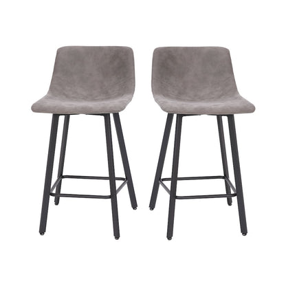 Armless 24 Inch Counter Height Stools with Footrests in Gray, Set of 2